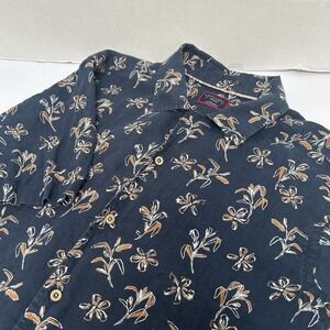 UNTICKit Ortega 100% Linen Navy Floral Short Sleeved Size‎ Medium